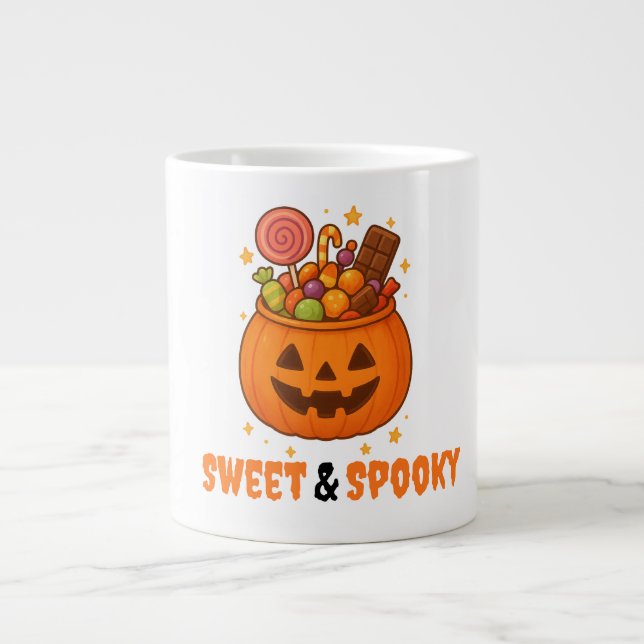 Pumpkin Bucket Full of Sweet - Halloween  Large Coffee Mug (Front)