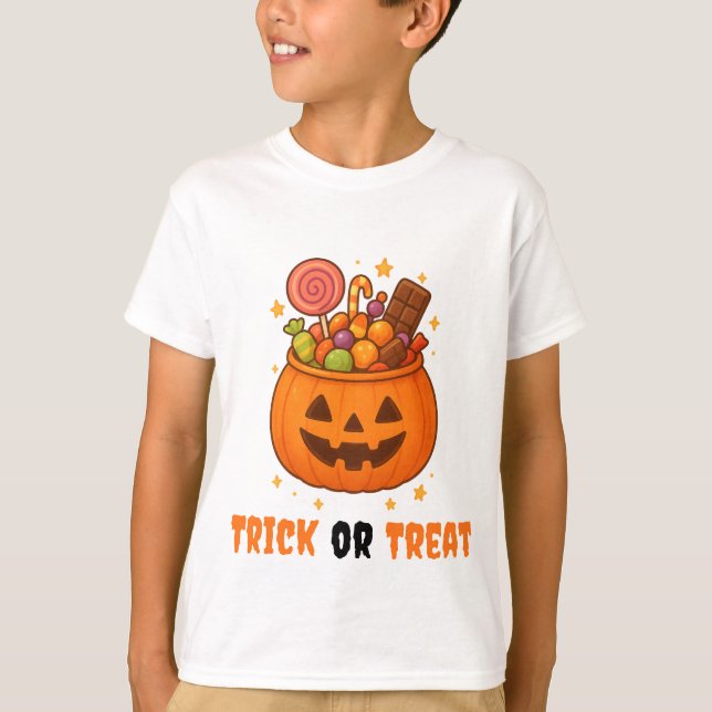 Pumpkin Bucket Full of Sweet - Halloween  T-Shirt (Front)