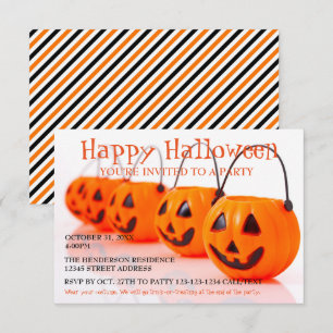 Pumpkin Buckets - 3x5 Halloween Party Invitation