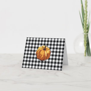 Pumpkin Buffalo Check Pattern Farmhouse Thank You Card