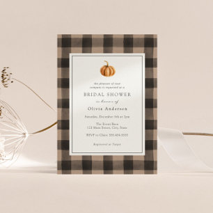 Pumpkin Buffalo Plaid Bridal Shower Invitation