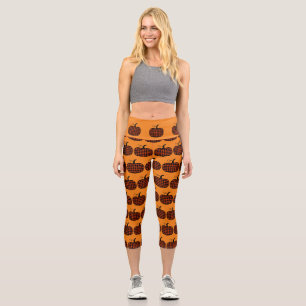 Pumpkin Buffalo Plaid Capri Leggings