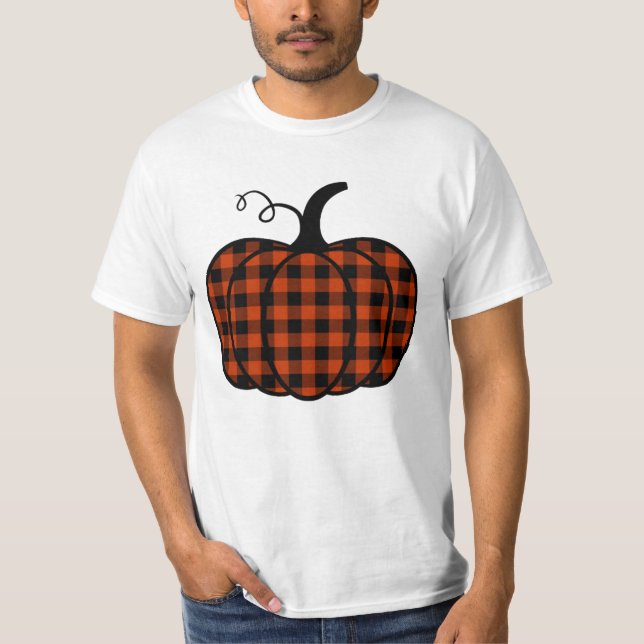 Pumpkin Buffalo Plaid T-Shirt (Front)