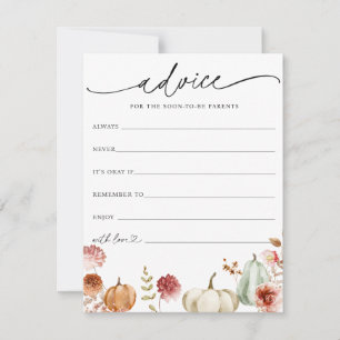 Pumpkin Burgundy Floral Baby Advice Card