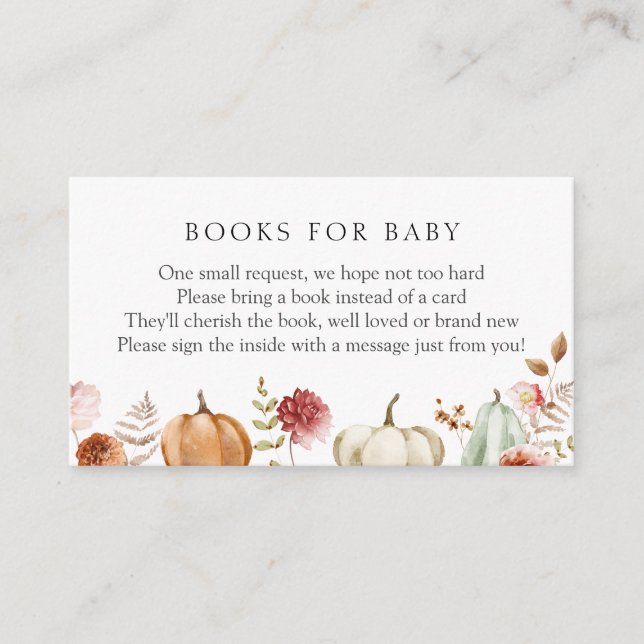 Pumpkin Burgundy Floral Books for Baby  Enclosure Card (Front)