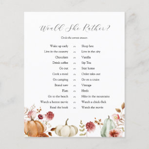 Pumpkin Burgundy Floral Would She Rather Game