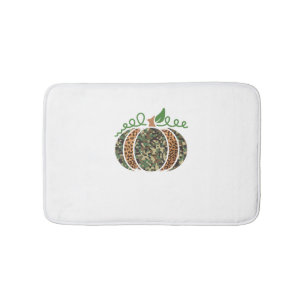 Pumpkin Camo Leopard Print Thanksgiving It's Fall Bath Mat