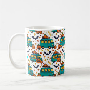 Pumpkin Camper Van Fall Halloween Pattern Coffee Mug
