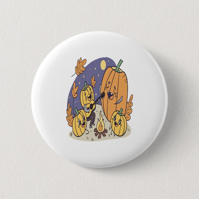 Pumpkin Campfire Serenade 6 Cm Round Badge (Front)