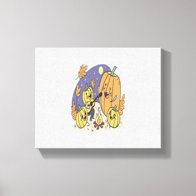 Pumpkin Campfire Serenade Canvas Print (Front)