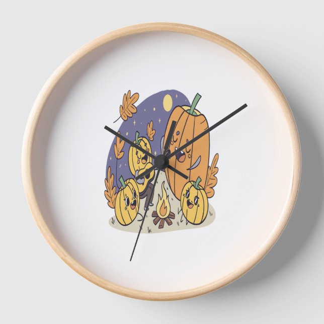 Pumpkin Campfire Serenade Clock (Front)