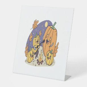 Pumpkin Campfire Serenade Pedestal Sign