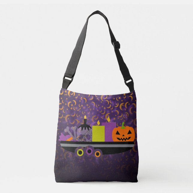 Pumpkin & Candles Potpourri Purple Crossbody Bag (Front)