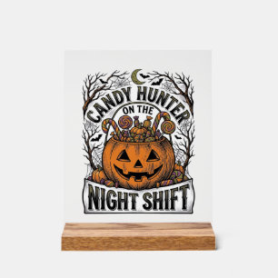 Pumpkin Candy Bucket Vintage Halloween Engraving D Acrylic Sign