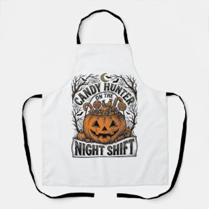 Pumpkin Candy Bucket Vintage Halloween Engraving D Apron