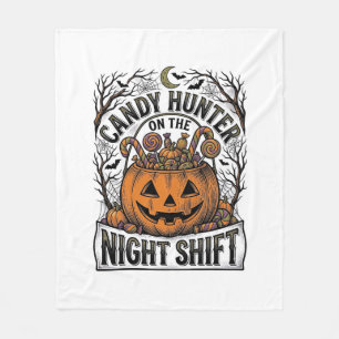 Pumpkin Candy Bucket Vintage Halloween Engraving D Fleece Blanket