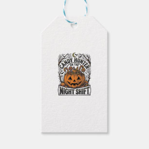 Pumpkin Candy Bucket Vintage Halloween Engraving D Gift Tags