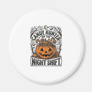 Pumpkin Candy Bucket Vintage Halloween Engraving D Magnet