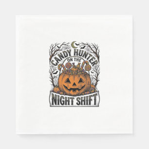 Pumpkin Candy Bucket Vintage Halloween Engraving D Napkin