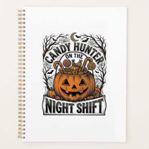 Pumpkin Candy Bucket Vintage Halloween Engraving D Planner
