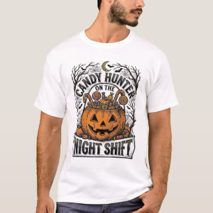 Pumpkin Candy Bucket Vintage Halloween Engraving D T-Shirt