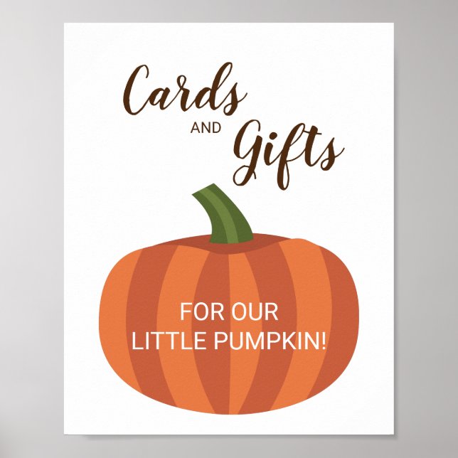 Pumpkin Cards and Gifts Autumn Baby Shower Sign (Front)