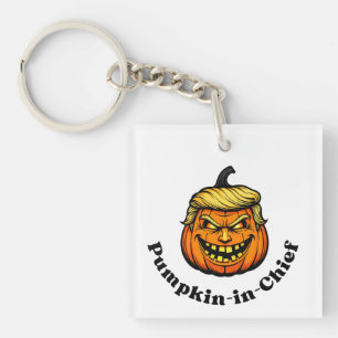 Pumpkin Caricature Resembling Donald Trump with “P Key Ring