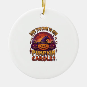 Pumpkin Carols Halloween Pumpkins Witch Hat Musica Ceramic Tree Decoration