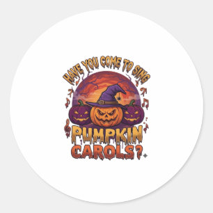 Pumpkin Carols Halloween Pumpkins Witch Hat Musica Classic Round Sticker