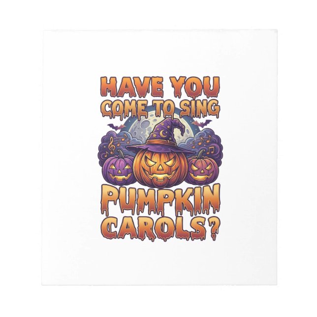 Pumpkin Carols Halloween Witch Hat Jack Lantern Ba Notepad (Front)
