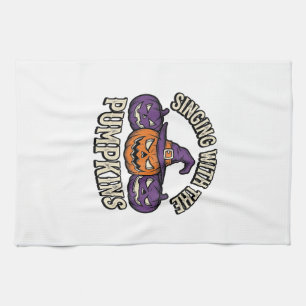 Pumpkin Carols Shirt Vintage Halloween Choir Pumpk Tea Towel