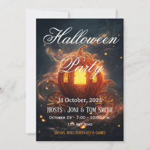 Pumpkin Carriage Invitation Elegant Halloween