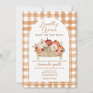 Pumpkin Cart Locally Grown Baby Shower Invitation