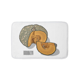 Pumpkin cartoon illustration bath mat