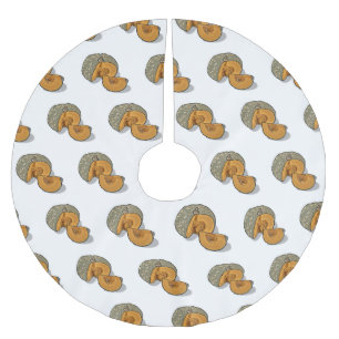 Pumpkin cartoon illustration  brushed polyester tree skirt