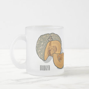 Pumpkin cartoon illustration frosted glass coffee mug