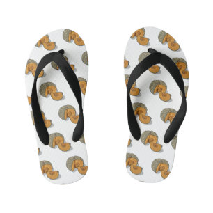 Pumpkin cartoon illustration kid's flip flops