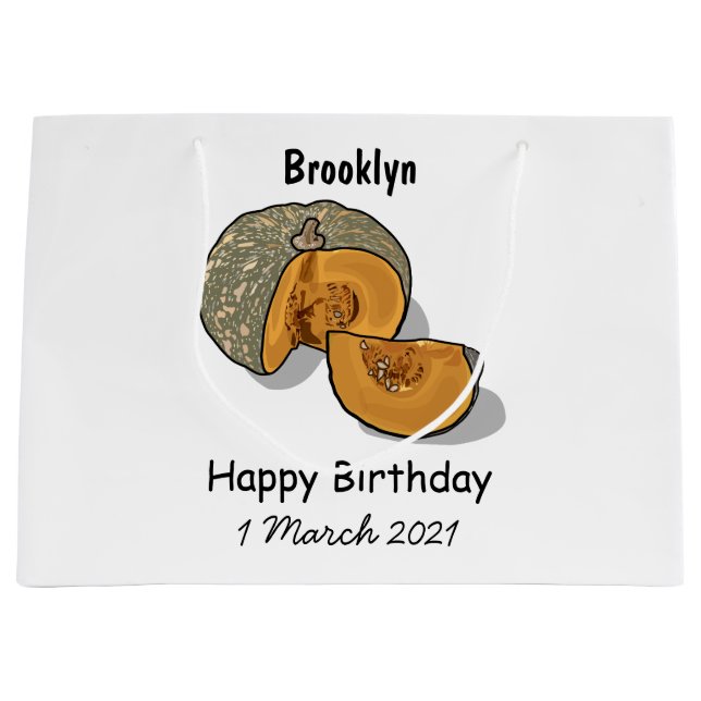 Pumpkin cartoon illustration large gift bag (Front)