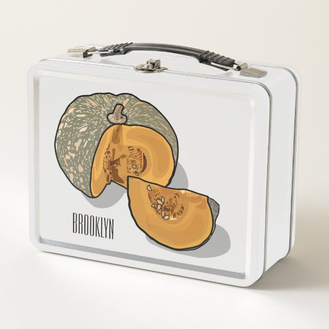Pumpkin cartoon illustration  metal lunch box (Front)