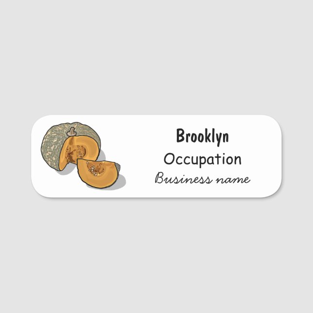 Pumpkin cartoon illustration name tag (Front)