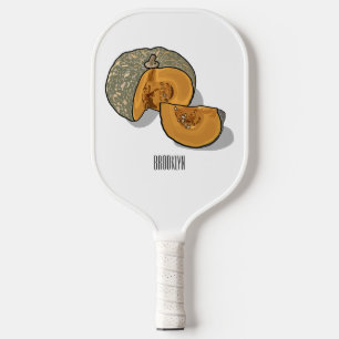 Pumpkin cartoon illustration pickleball paddle