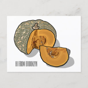Pumpkin cartoon illustration postcard