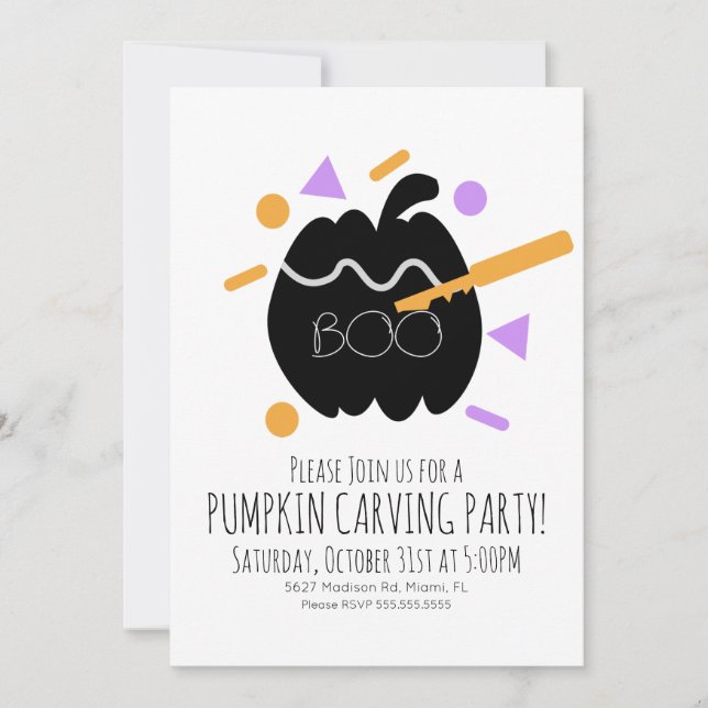 Pumpkin Carving Black Pumpkin Confetti Sprinkles I Invitation (Front)