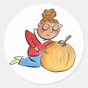 Pumpkin Carving Classic Round Sticker