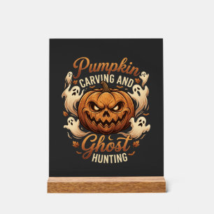 Pumpkin Carving Ghost Hunting Halloween Scary Flyi Acrylic Sign
