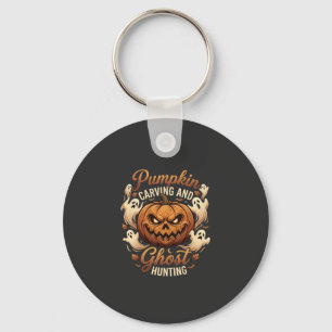 Pumpkin Carving Ghost Hunting Halloween Scary Flyi Key Ring