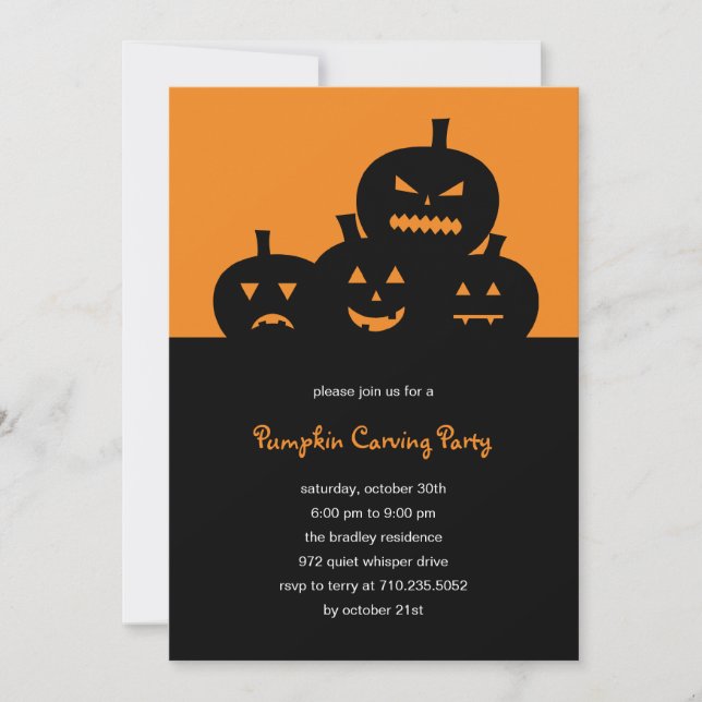 Pumpkin Carving Halloween Party Invitation (Front)