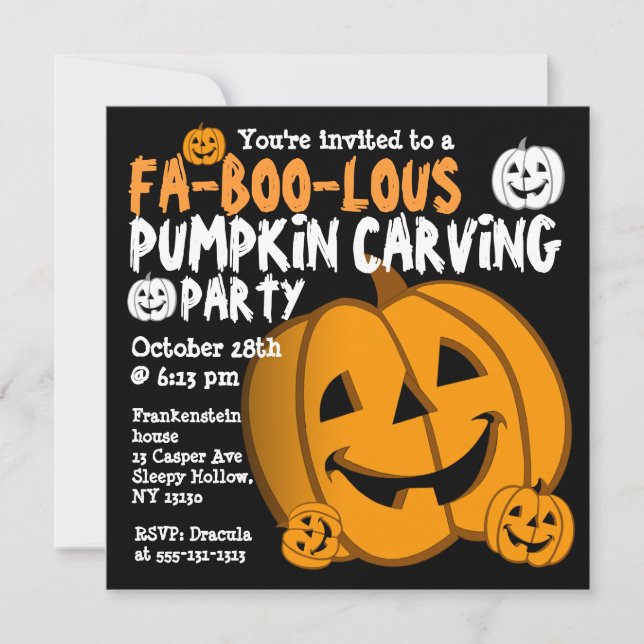 Pumpkin Carving Halloween Party Invitation (Front)