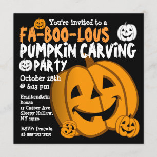 Pumpkin Carving Halloween Party Invitation