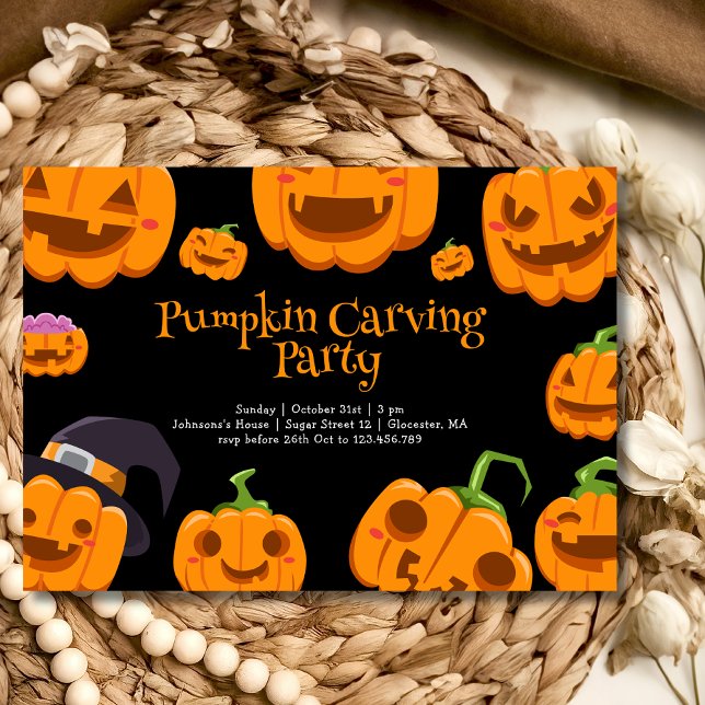 Pumpkin carving halloween party invitation (Creator Uploaded)